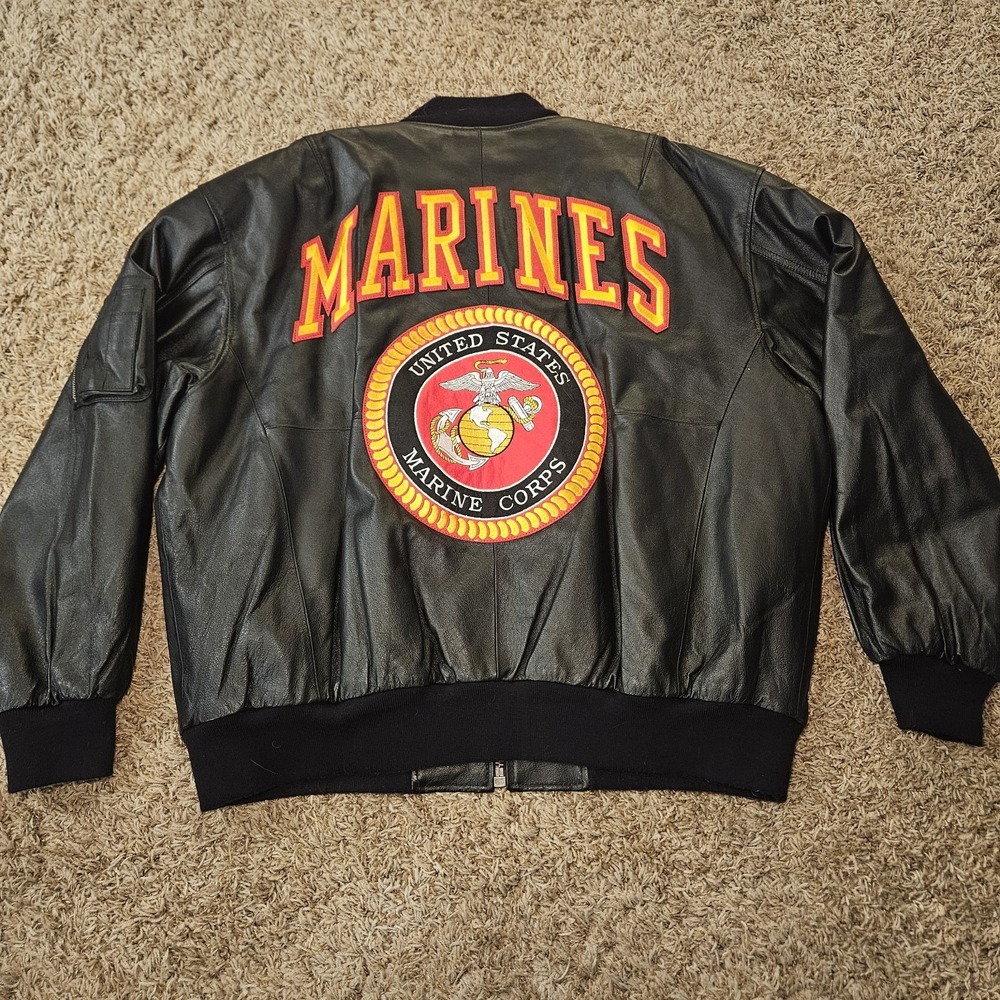 Vintage Michael Hoban Wheremi US Marine Corps Leather Bomber Jacket‎ Size 2XL